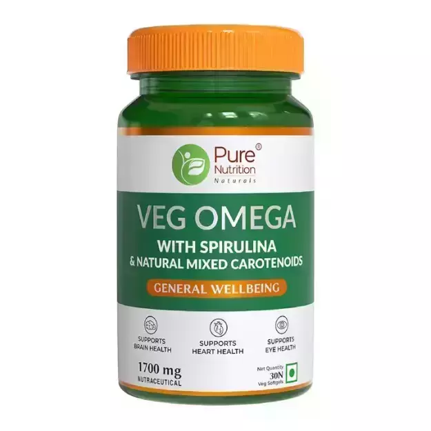 Pure Nutrition Veg Omega 3 For Brain And Heart Health Veg Softgels (30)