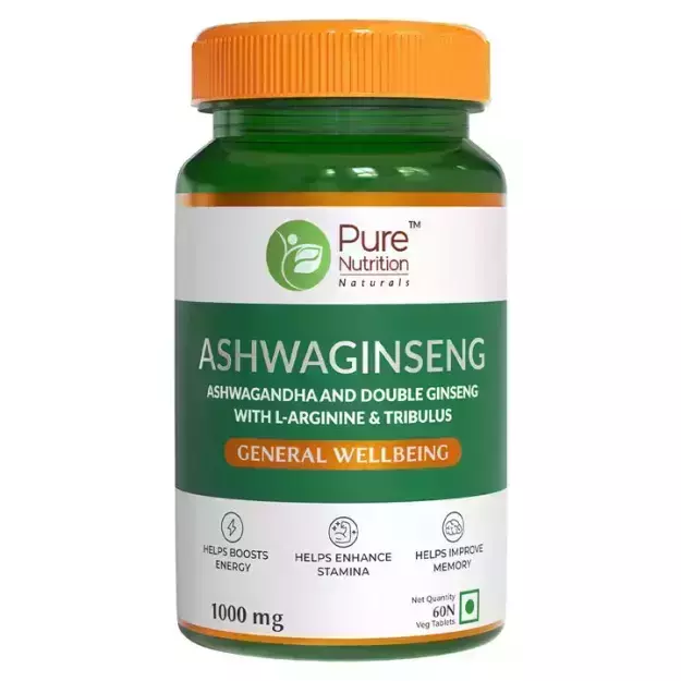 Pure Nutrition Ashwaginseng Enhances Stamina Boosts Energy Veg Tablets (60)