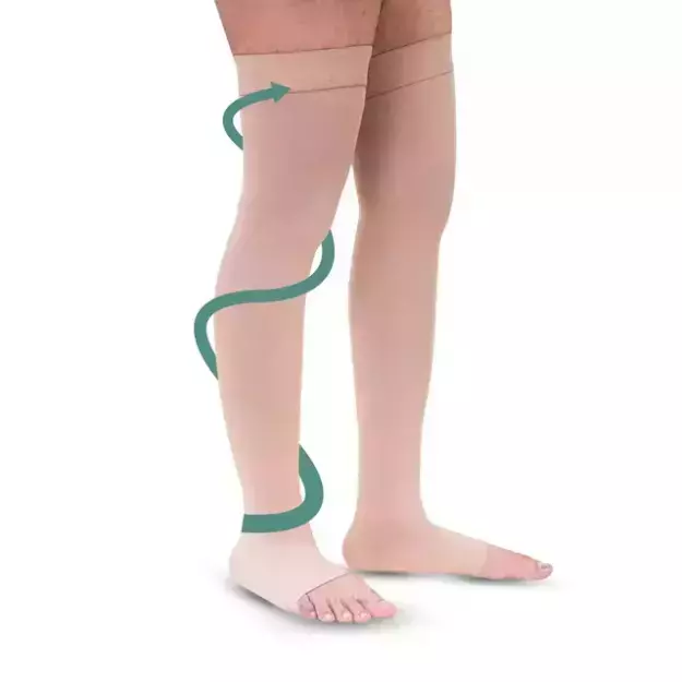 Sorgen Classique (Lycra) Medical Compression Stockings For Varicose Veins Class 2 Thigh Length (Large)