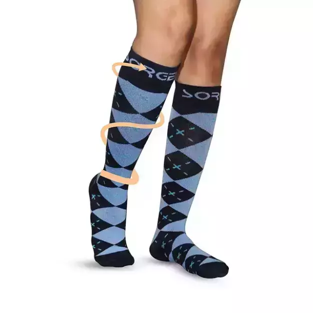 Sorgen Compression Socks Travel Socks, Corporate Socks, Health Socks, Leg Pain Socks, Flight Socks (Argyle, Large)