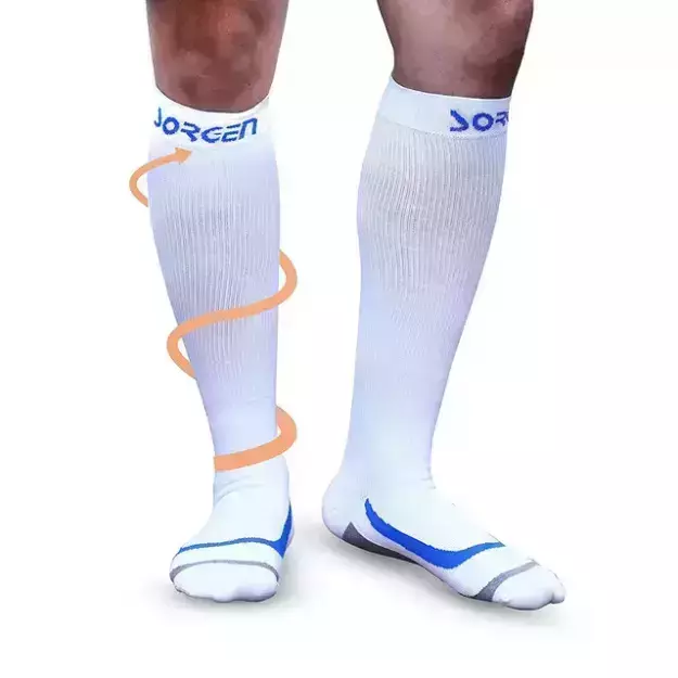 Sorgen Sports Compression Socks For Running, Cycling, Marathon, Athletics And Indoor Training (Plain White, Small)