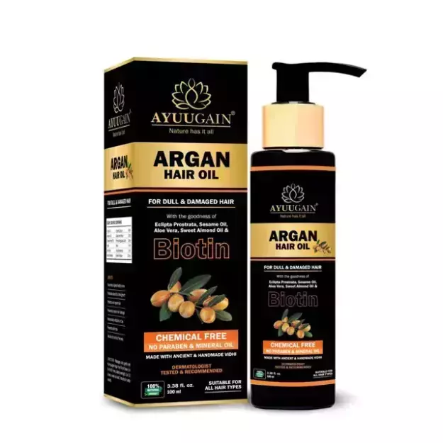 Ayuugain Argan Hair Oil With The Power Of Biotin, Maha Bhringraj