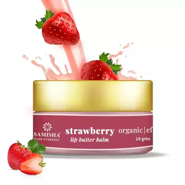 Samisha Organic Strawberry Lip Butter Balm For Chapped Lips 10gm