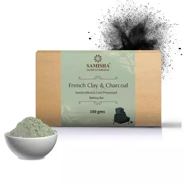 Samisha Organic French Green Clay & Charcoal Deep Cleansing Bathing Bar 100gm