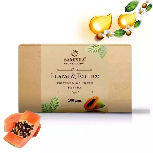 Samisha Organic Papaya & Tea Tree Skin Lightening Bathing Bar 100gm