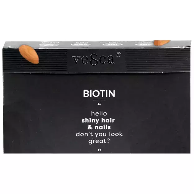 Vesca Biotin 10000mcg Veg Capsule For Hair Growth, Hair Fall Control, Glowing Skin And Nail Growth For Men And Women (60)