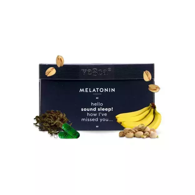 Vesca Melatonin 10mg Veg Capsule Promotes Restful Sleep, Plant Based Melatonin With Tagar For Improving Natural Sleep Wake Cycle (30)