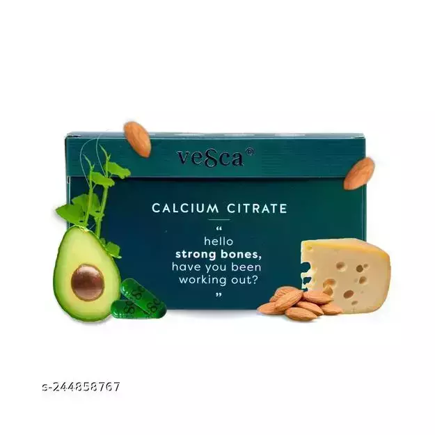 Vesca Calcium Citrate 1200mg Veg Capsule With Magnesium Zinc Vitamin D & B12, Calcium Supplement For Men And Women For Bone & Joint Health (60)