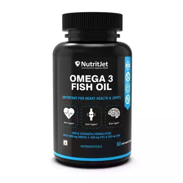 Nutritjet Omega 3 Fish Oil 1000mg Soft Gelatin Capsule With 550mg EPA And 350mg DHA (60)