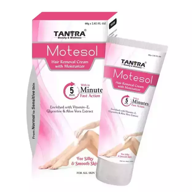 Tantraxx Motesol Hair Removal Cream With Moisturizer Enriched with Vitamin E, Glycerine And Aloe Vera 60gm Pack Of 2