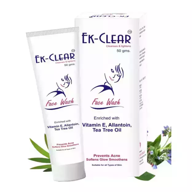 Tantraxx Ek Clear Enriched With Vitamin E, Allantoin And Tea Tree Oil Face Wash 50gm Pack Of 2