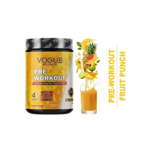 Vogue Wellness Pre Workout Supplement Powder 400gm (Fruit Punch)