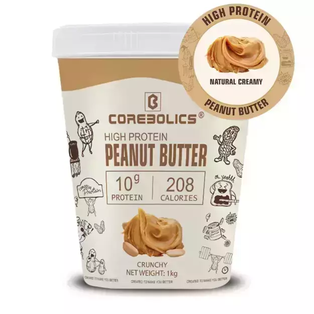 Corebolics High Protein Peanut Butter- Natural Crunchy 1Kg