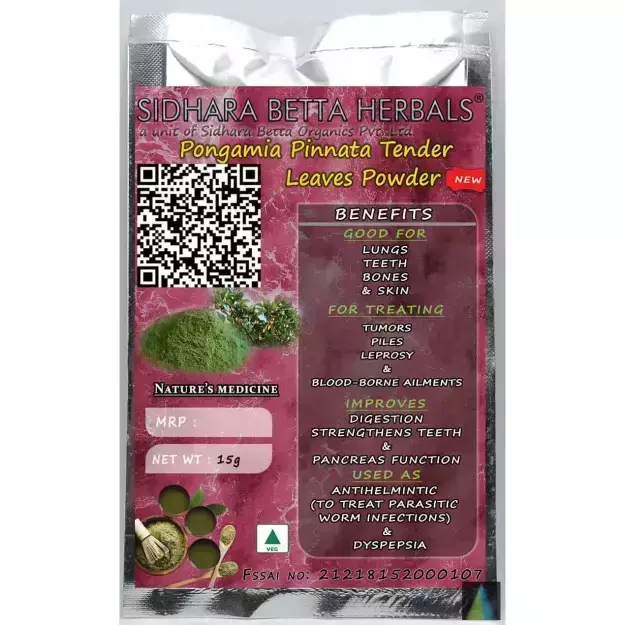 Sidhara Betta Herbals Pongamia Pinnata Tender Leaves Powder 15gm