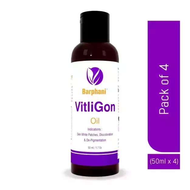 Barphani Vitligon Oil For Skin White Patches, Discolouration And De-Pigmentation 50ml Pack Of 4