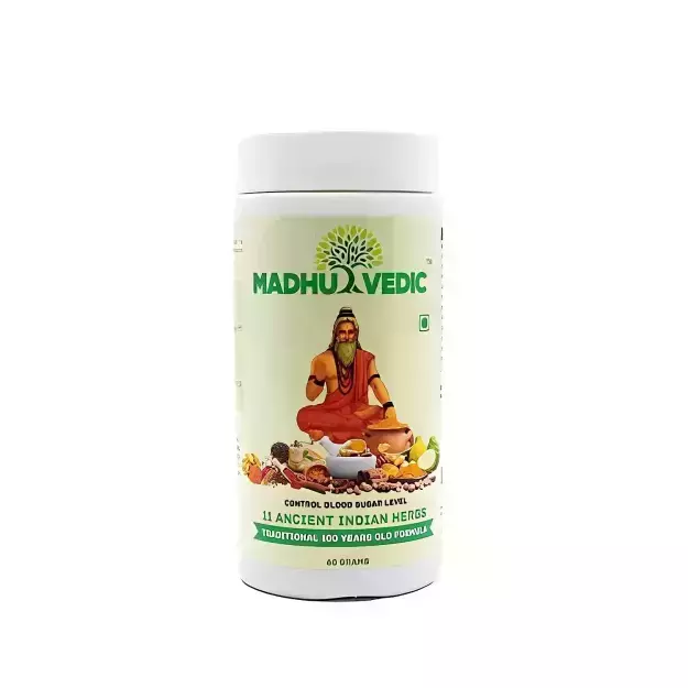 Omni Ayurveda Madhu Vedic Powder Made With 11 Ancient Indian Natural Herbs Powder To Regulate Blood Sugar Levels 60gm Each (3)