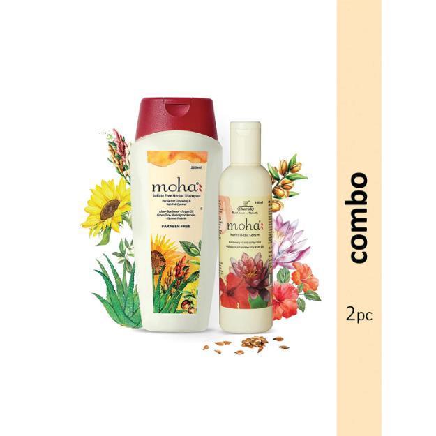 Moha Sulfate Free Herbal Shampoo And Moha Herbal Hair Serum Combo Pack
