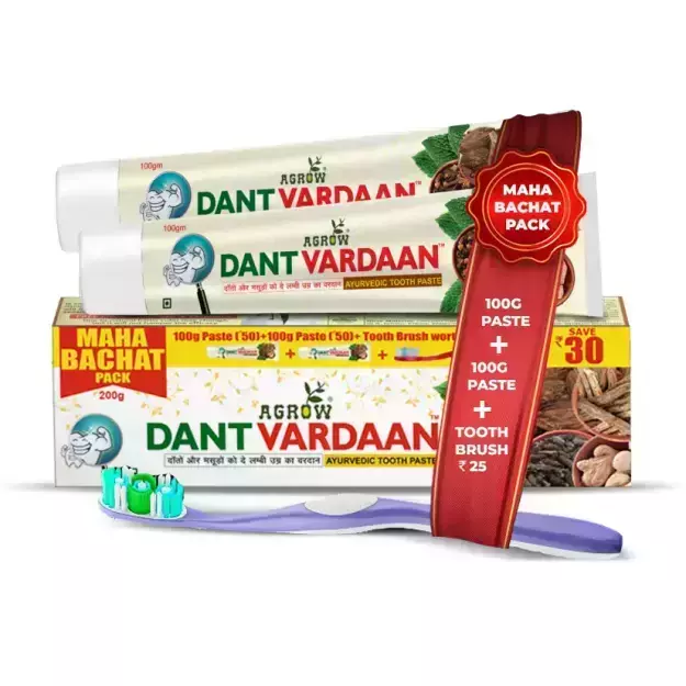 Agrow Dant Vardaan Toothpaste 200gm And 1 Sensitive Toothbrush Pack Of 3