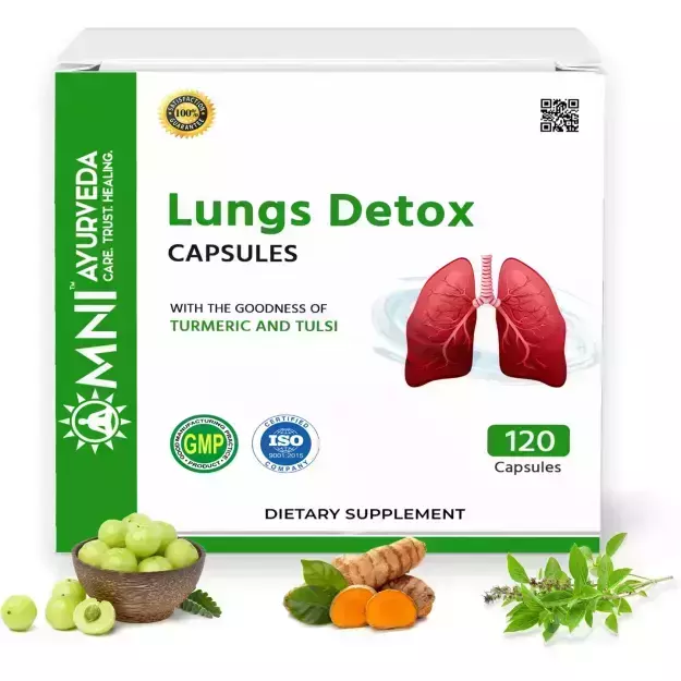 Omni Ayurveda Lung Detox Capsules For Respiratory Health Support (120)