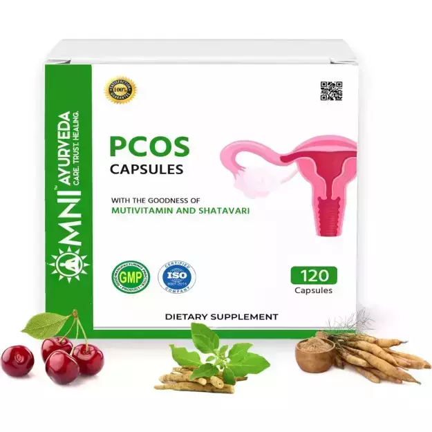 Omni Ayurveda Pcos Capsules For Hormonal Balance And Regularizes Menstrual Cycle (120)