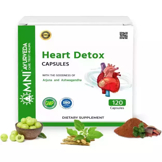 Omni Ayurveda Heart Detox Capsules To Promote Healthy Heart  And Controls Cholesterol (120)