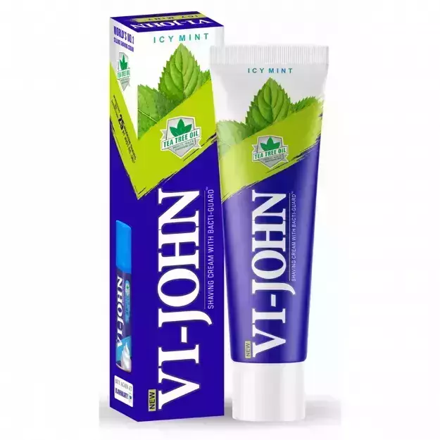 Vi John Icy Mint Shaving Cream For Men With Tea Tree Oil And Bacti Guard 125gm