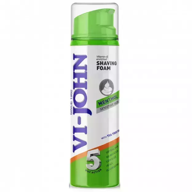 Vi John Sensitive Skin Shaving Foam For Men With Vitamin E Enriched Menthol 200ml