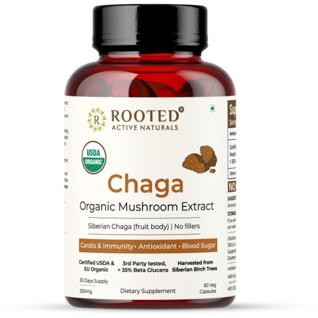 Rooted Active Naturals Chaga Organic Mushroom Extract Capsules (60)