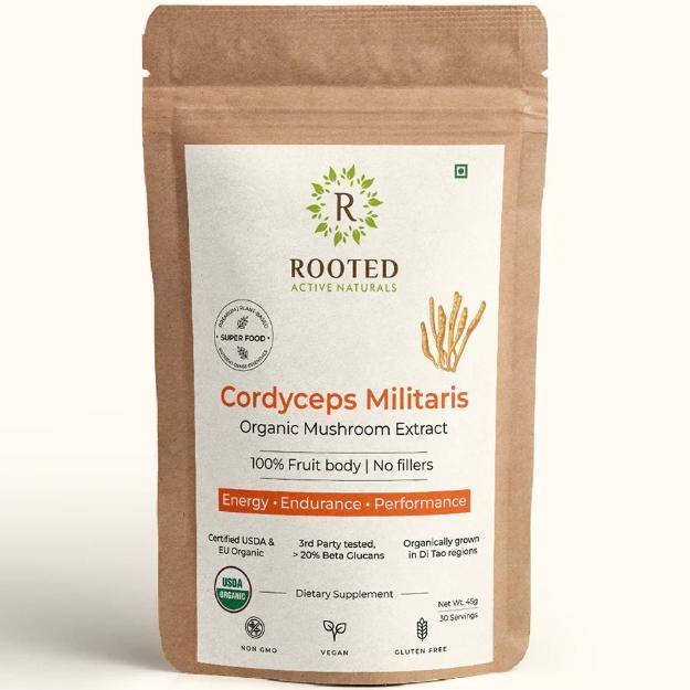 Rooted Active Naturals Cordyceps Militaris Orgainic Mushroom Extract Powder 45gm