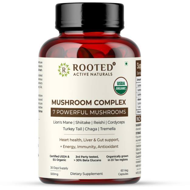 Rooted Active Naturals Mushroom Complex 7 Powerful Mushrooms Capsules (60)