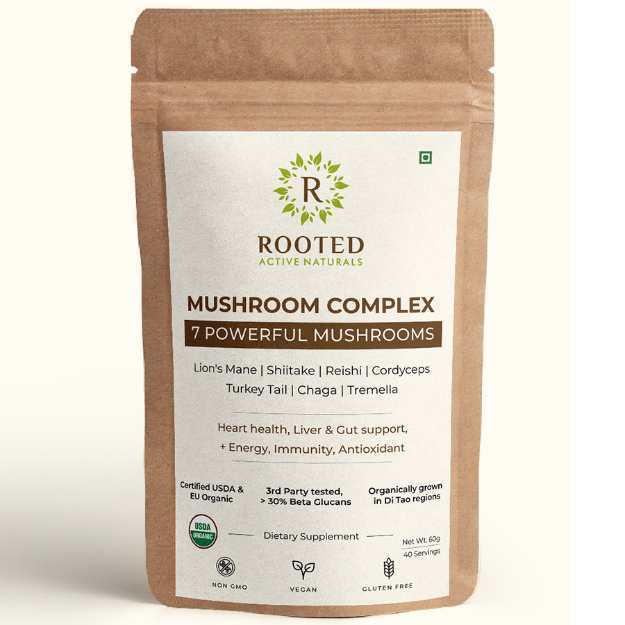 Rooted Active Naturals Mushroom Complex 7 Powerful Mushrooms Powder 60gm