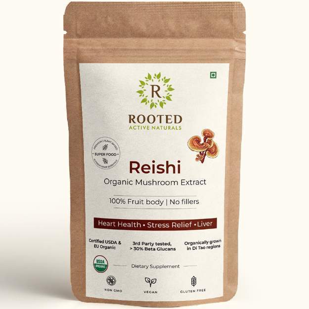 Rooted Active Naturals Reishi Organic Mushroom Extract Powder 120gm