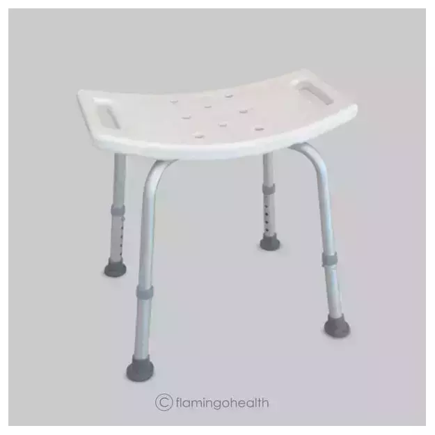 Flamingo Classic Shower Chair Stool Padded Universal Polished Aluminium
