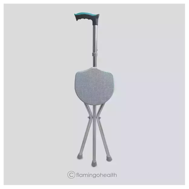 Flamingo Classic Walking Stick With seat Universal Polished Aluminium