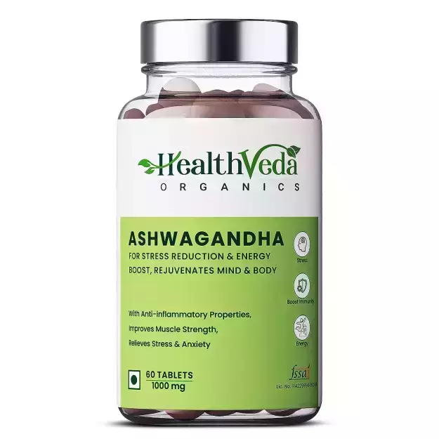 Health Veda Organics Ashwagandha Veg Tablets For Boosting Immunity And Improves Muscle Strength (60)