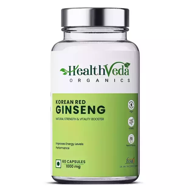Health Veda Organics Korean Red Ginseng Veg Capsules For Boosting Immunity And Vitality (60)
