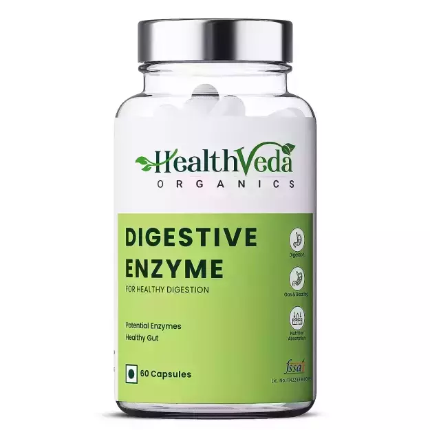 Health Veda Organics Digestive Enzyme Veg Capsules For Better Digestive Function And Healthy Gut (60)