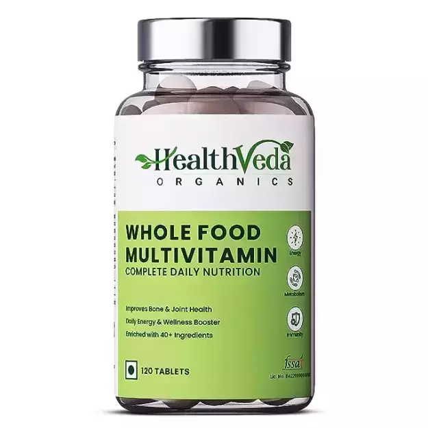 Health Veda Organics Whole Food Multivitamin Veg Tablets For Energy, Brain, Heart And Eye Health (120)