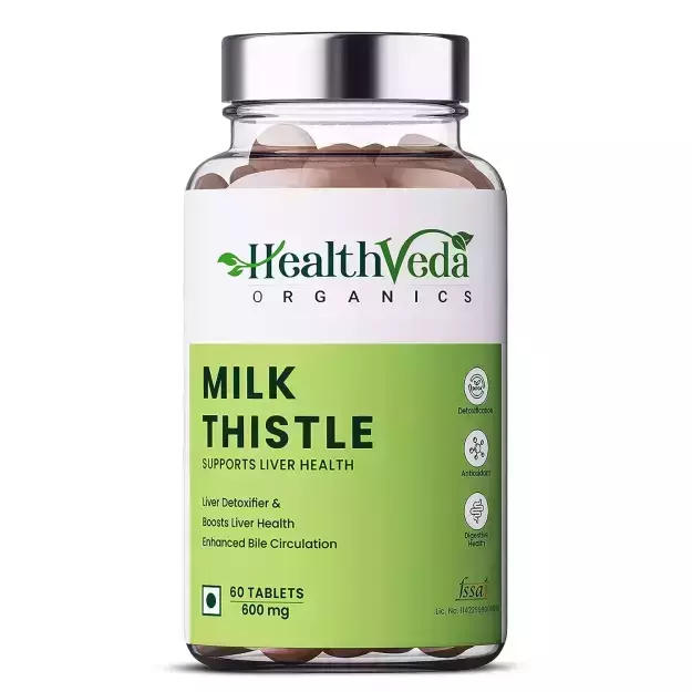 Health Veda Organics Milk Thistle Veg Tablets For Liver Support And Detox (60)