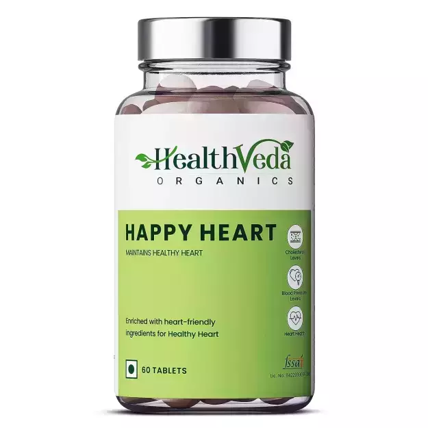 Health Veda Organics Happy Heart Veg Tablets For Good Heart Health (60)