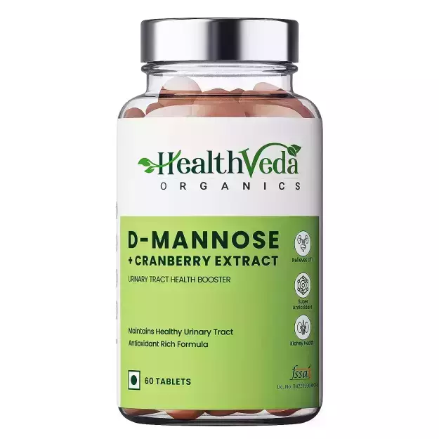 Health Veda Organics D Mannose Cranberry Extract Veg Tablets For Kidney Health And Urinary Tract Infection (60)