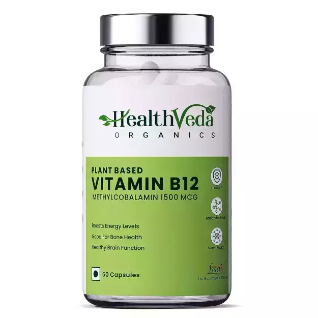 Health Veda Organics Plant Based Vitamin B12 1500mcg Veg Capsules (60)