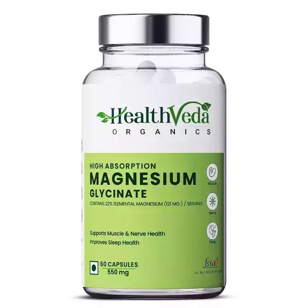 Health Veda Organics High Absorption Magnesium Glycinate Veg Capsules (60)
