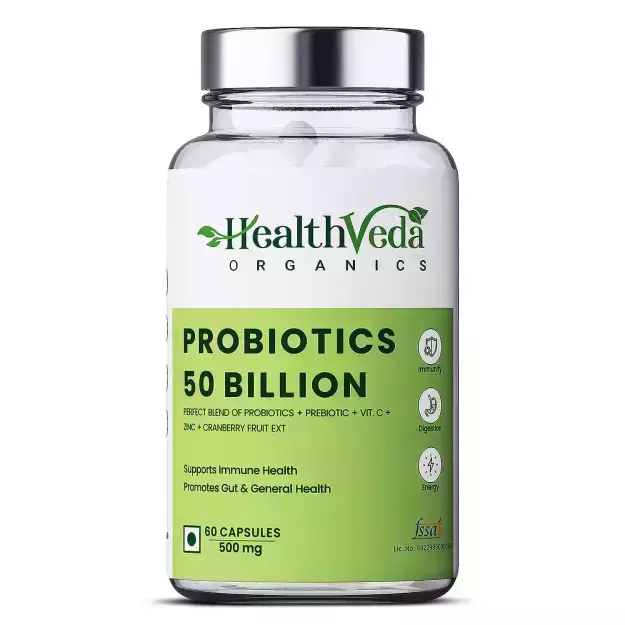 Health Veda Organics Probiotics 50 Billion Veg Capsules (60)