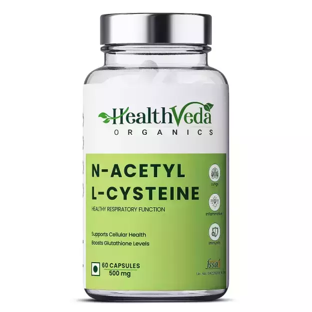 Health Veda Organics N Acetyl L Cysteine Veg Capsules For Lungs And Respiratory Support (60)