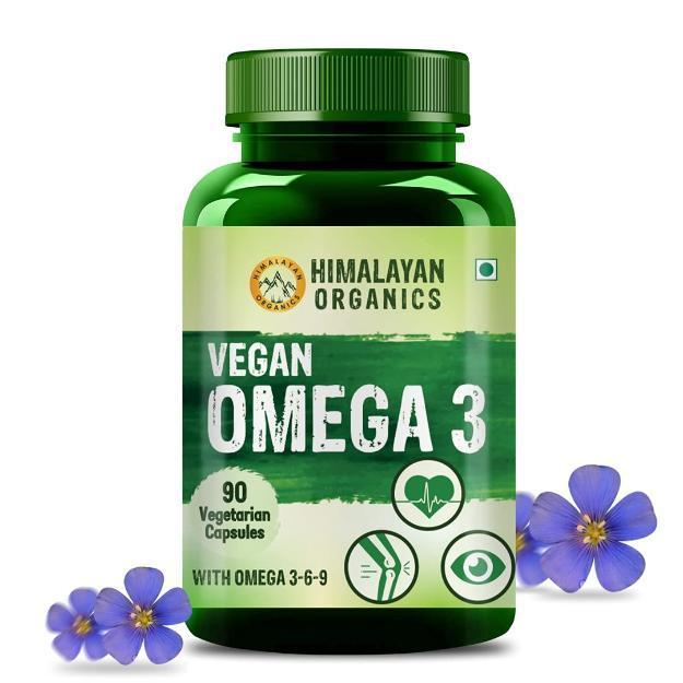Himalayan Organics Omega 3 6 9 Vegan Natural Nutrition Supplement Capsules (90)