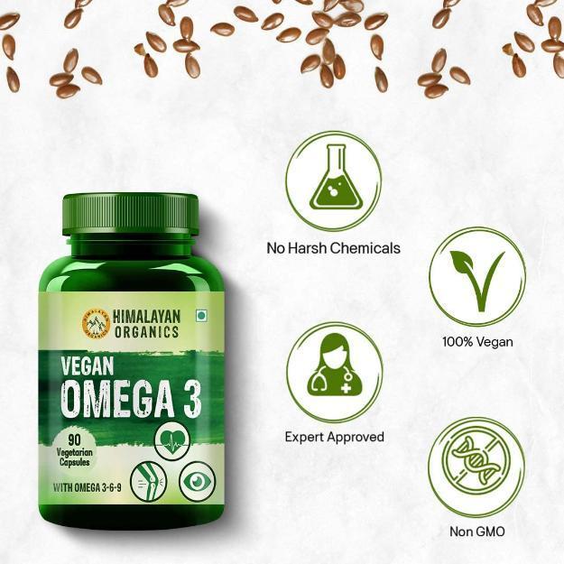 Himalayan Organics Omega 3 6 9 Vegan Natural Nutrition Supplement Capsules (90)
