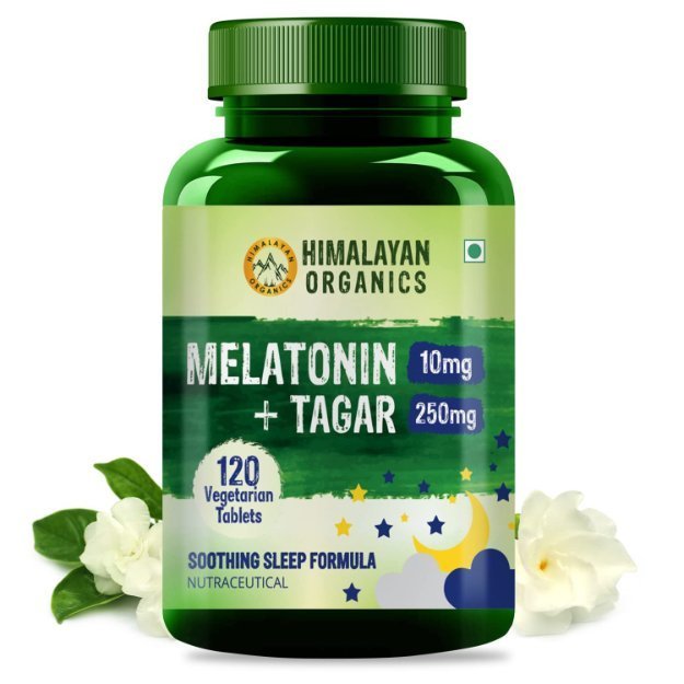 Himalayan Organics Melatonin 10mg + Tagar 250mg Tablets Potent Sleep Aid Formula (120)