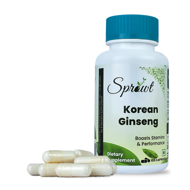 Sprowt Korean Red Ginseng 1000mg Capsules For Men, Supports Brain Function, Boosts Energy & Immunity