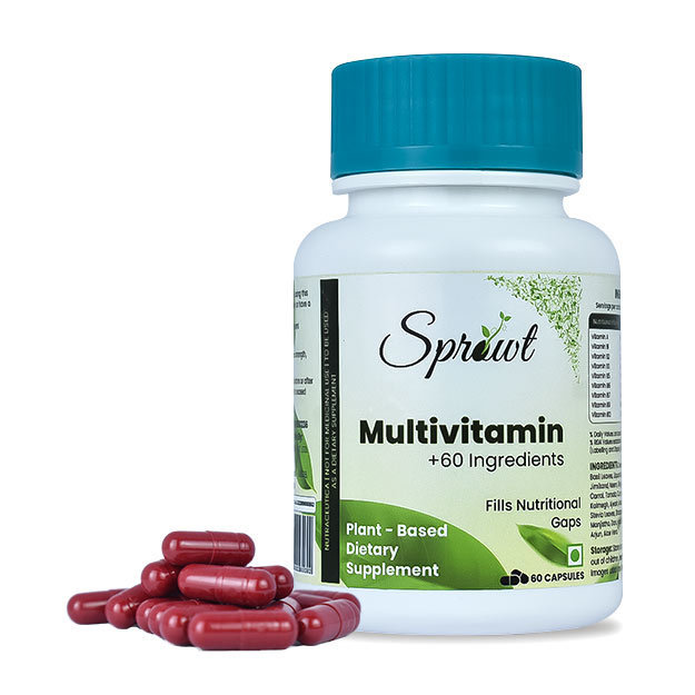Sprowt Plant Based Multivitamin with 60+ Ingredients For Nutritional Deficiency & Weak Immune System